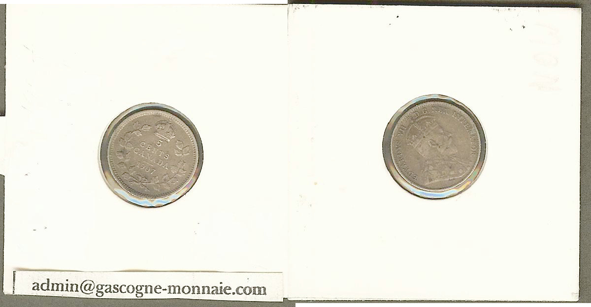 Canada 5 cents 1907 gVF/EF